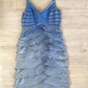 Adrianna Papell Shimmering Blue Tiered Mini Dress